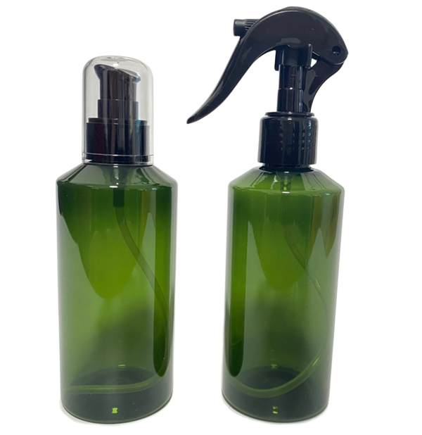 200ml Blackish Green PET Plastic Sloping Shoulder Spray Bottles Lotion Bottles