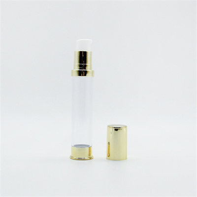 Travel Cosmetic Package 15ml 20ml 30ml Gold Airless Bottle with gold pump cap for lotion 