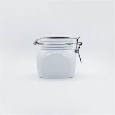 Wholesale 200ml 250ml PET Plastic Storage Jar Facial mask jar with Metal Clip Lids