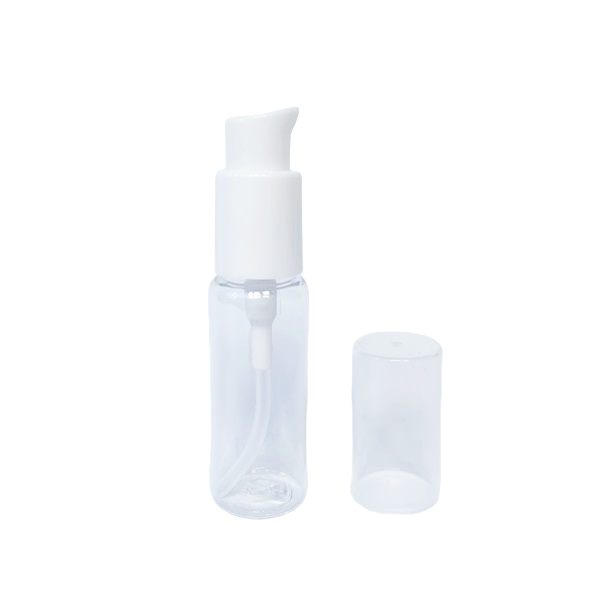 20ml PET Plastic Clear Cylindrical Bottles with White Serum Pump 