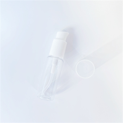 20ml PET Plastic Clear Cylindrical Bottles with White Serum Pump 