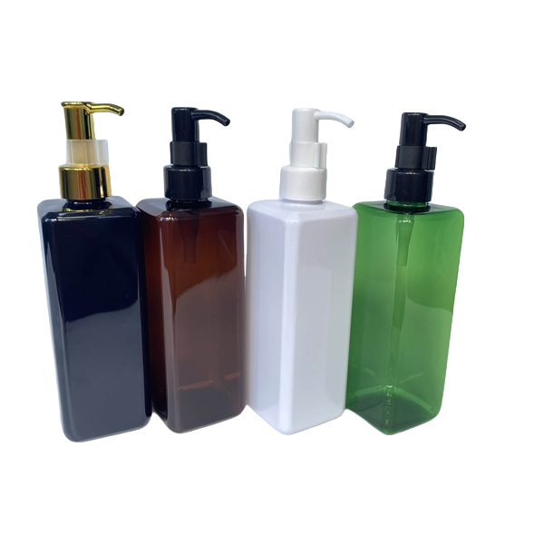 Custom Plastic 300ml Shampoo Bottles Square Body Lotion and Conditioner Bottle with pump