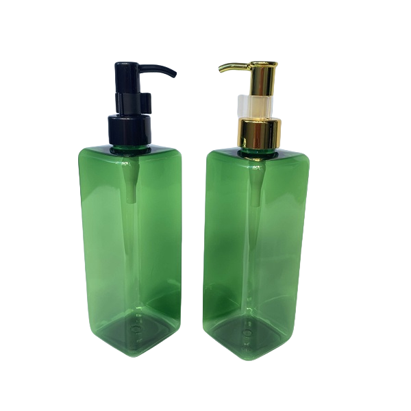 300ml Green Bottle Shampoo Square Plastic Dispenser Liquid Soap Packaging