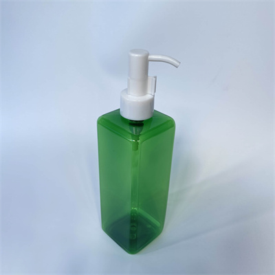 300ml Green Bottle Shampoo Square Plastic Dispenser Liquid Soap Packaging