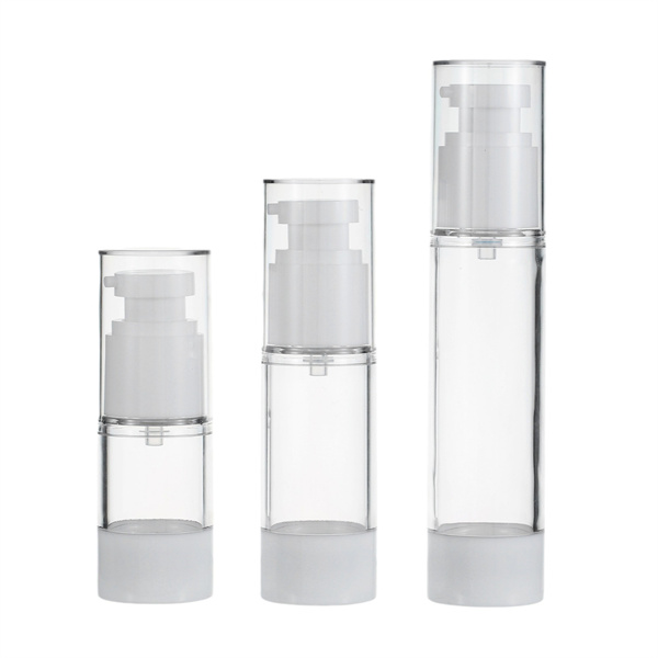 Cosmetic airless bottle 15ml 30ml 50ml clear serum plastic pump bottle