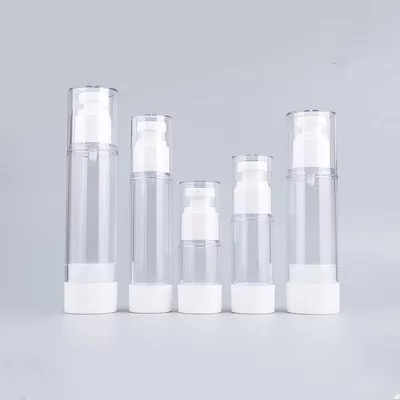 Cosmetic airless bottle 15ml 30ml 50ml clear serum plastic pump bottle