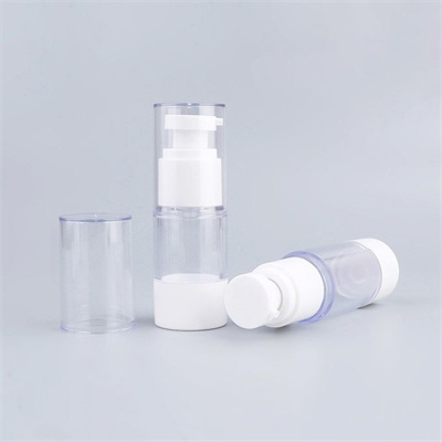 Cosmetic airless bottle 15ml 30ml 50ml clear serum plastic pump bottle